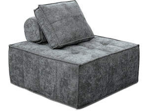 Fauteuil in velveteen-stijl - 96 x 100 x 89 cm - Grijs