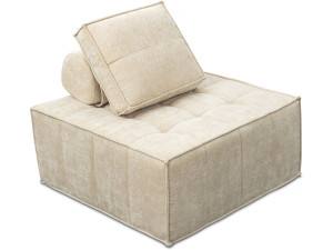 Fauteuil in velveteen-stijl - 96 x 100 x 89 cm - Beige