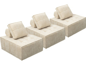 Set van 3 modulaire fauteuils in structuurstof "Velluto" - Beige