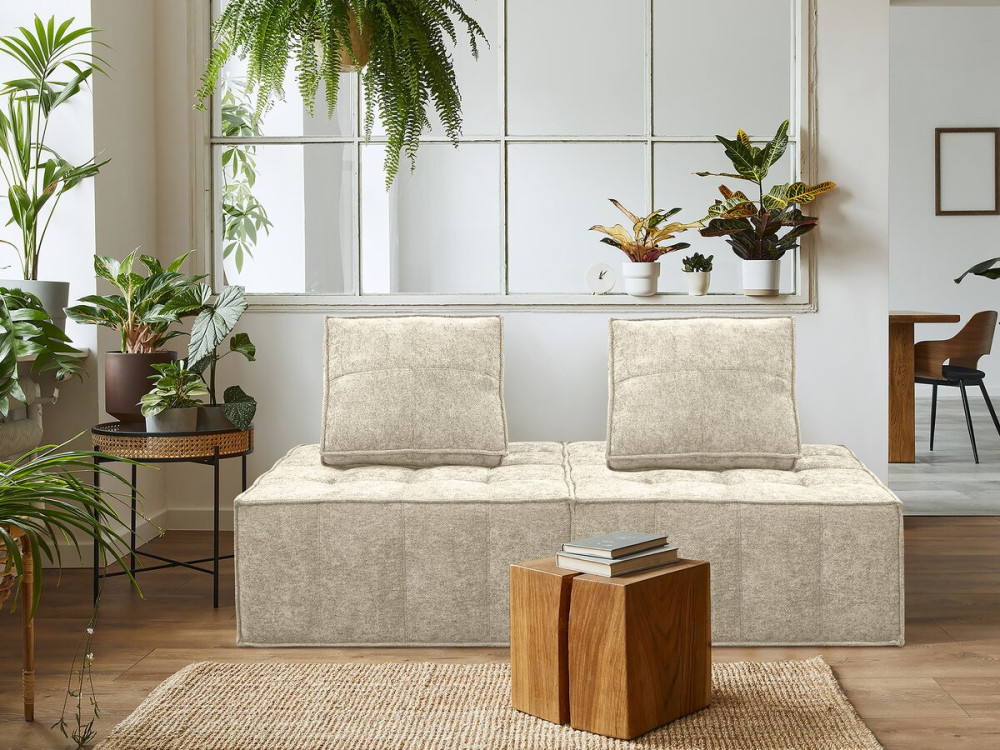 Set van 3 modulaire fauteuils in structuurstof "Velluto" - Beige