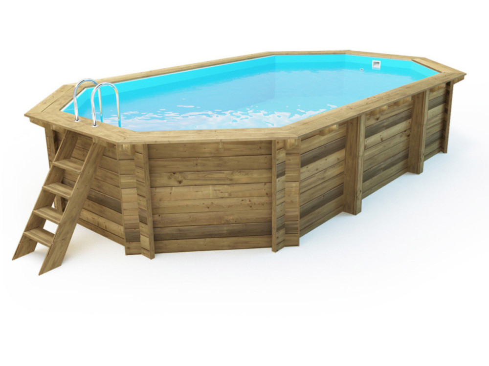 Houten zwembad "Brazilia" 5,86 x 3,86 x 1,20 m - Noppenfolie zwembadfolie 180 µ - Afdekzeil winter zwembad winterzeil 280 g/m²