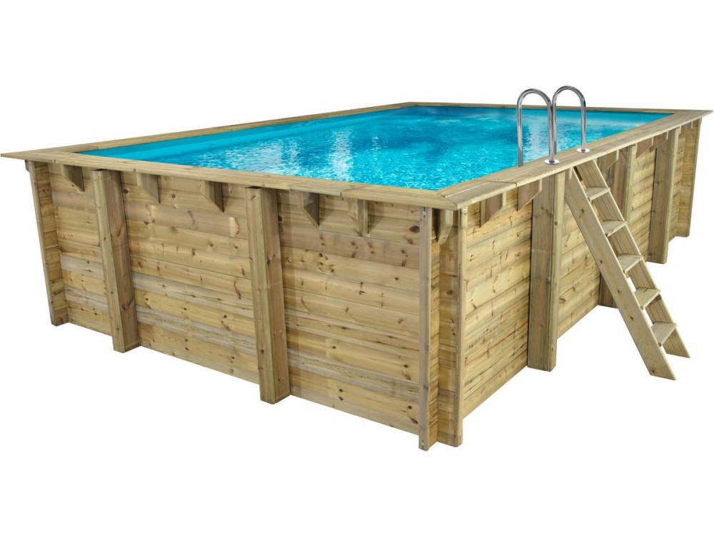 Houten zwembad rechthoekig "Panama"- 620 x 410 x 145 cm