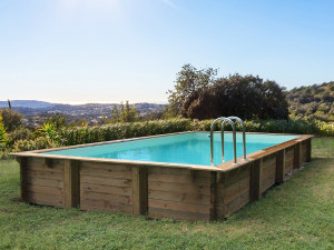 Houten zwembad rechthoekig "Tampa 145" pakket - 720 x 420 x 144 cm