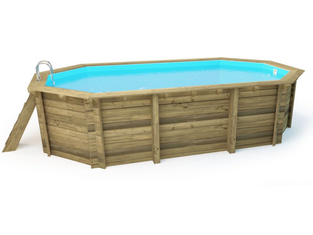 Houten zwembad "Miami 130" - 486 x 336 x 130 cm + noppenfolie zwembadfolie 180 µ + afdekzeil winter zwembad winterzeil 280 g/m²