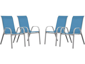 Tuinstoel "Cordoba" stoel fauteuil outdoor textileen - Phoenix - Blauw - Set 4 stuks