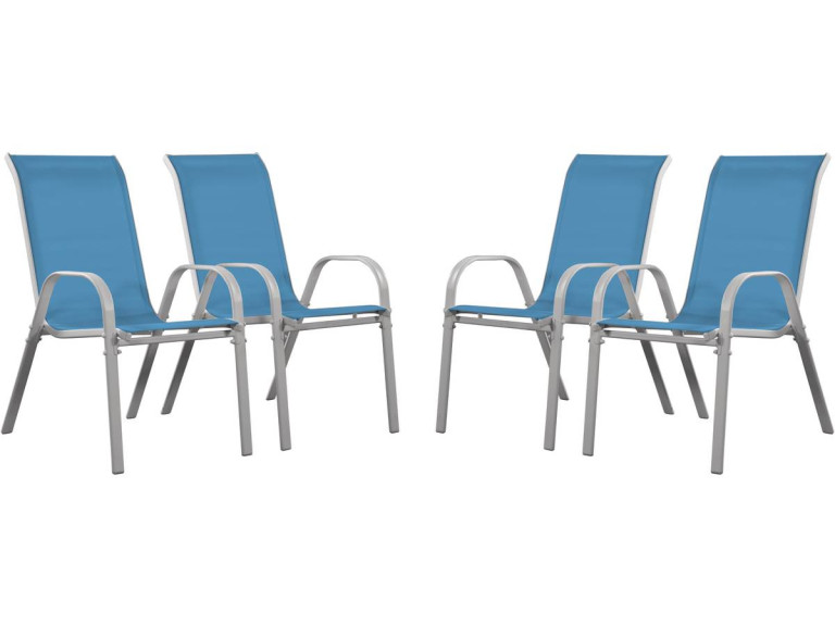 Tuinstoel "Cordoba" stoel fauteuil outdoor textileen - Phoenix - Blauw - Set 4 stuks