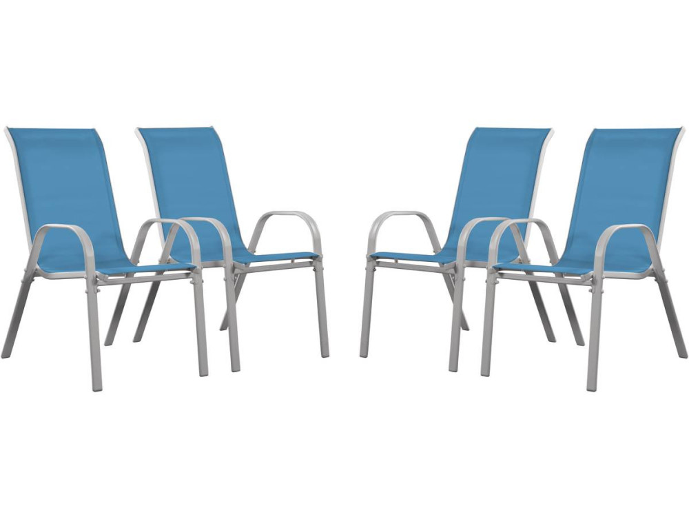 Tuinstoel "Cordoba" stoel fauteuil outdoor textileen - Phoenix - Blauw - Set 4 stuks