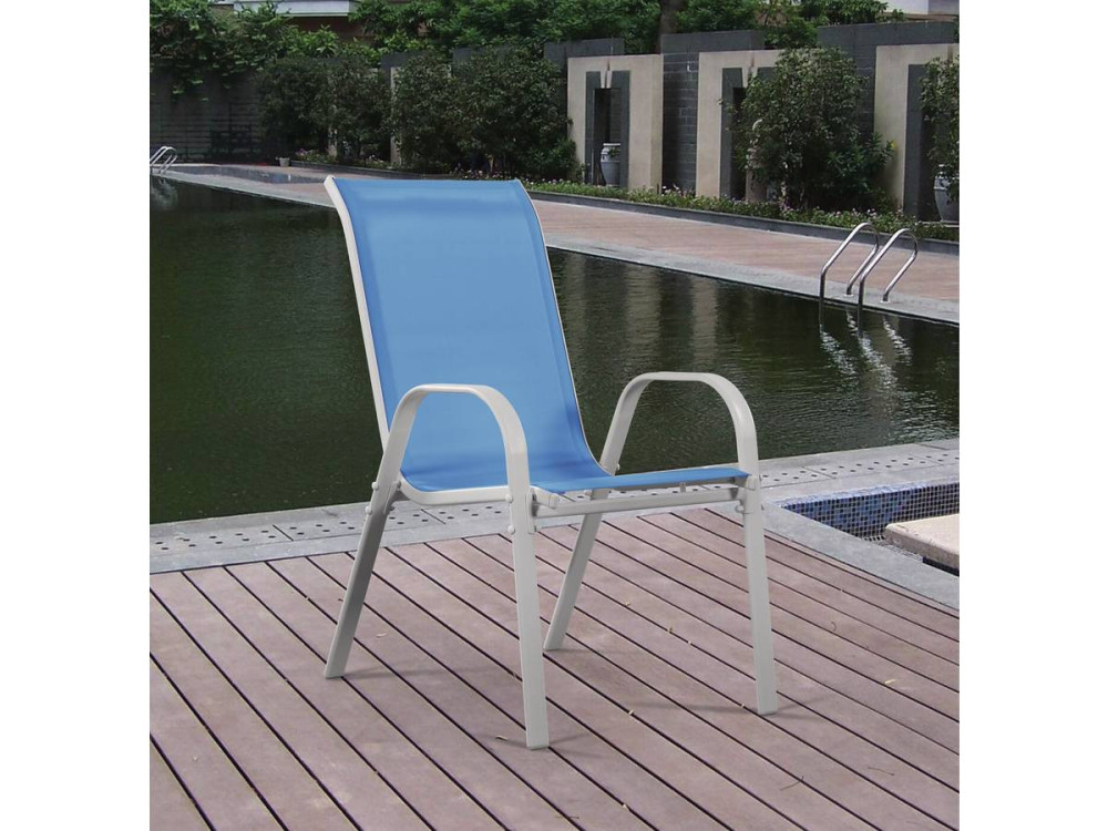 Tuinstoel "Cordoba" stoel fauteuil outdoor textileen - Phoenix - Blauw - Set 4 stuks