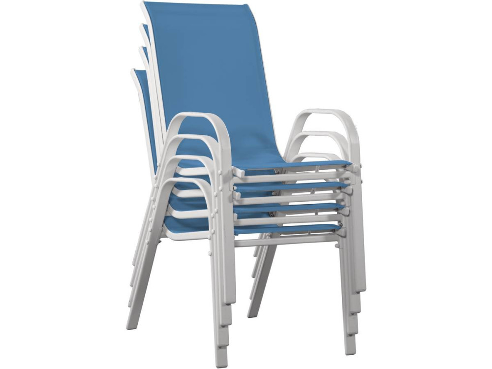 Tuinstoel "Cordoba" stoel fauteuil outdoor textileen - Phoenix - Blauw - Set 4 stuks