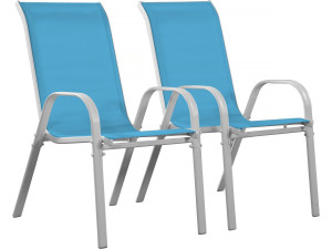 Tuinstoel "Cordoba" stoel fauteuil outdoor textileen - Phoenix - Blauw - Set 2 stuks