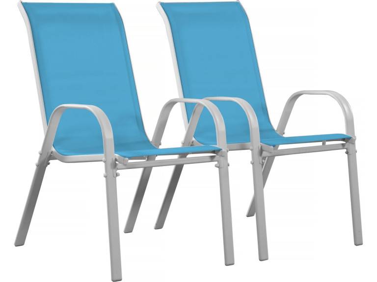 Tuinstoel "Cordoba" stoel fauteuil outdoor textileen - Phoenix - Blauw - Set 2 stuks