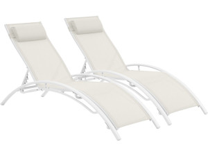 Ligbed ligstoel aluminium "Beauty" - Phoenix - Ecru - Set 2 stuks