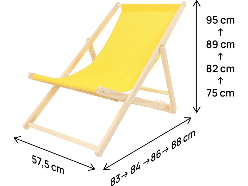 Set van 2 houten ligstoelen "Chilienne" - 107 x 56,5 x 81 cm - Geel