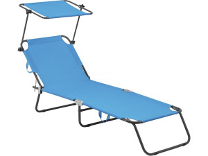 Ligbed ligstoel inklapbaar "Lazy" - Met zonnescherm luifel - Blauw
