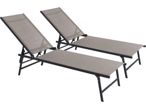 Set van 2 metalen ligbedden "Sublima" - 180 x 54 x 104 cm - Taupe