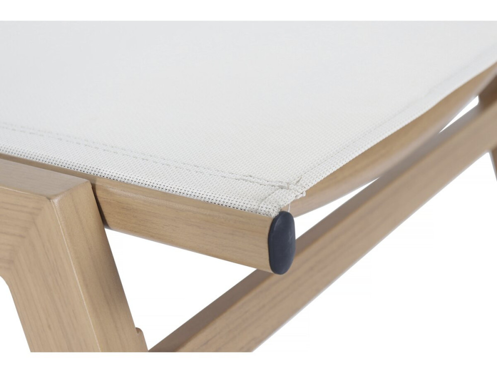 Elysia" aluminium ligstoel met houteffect - Ecru