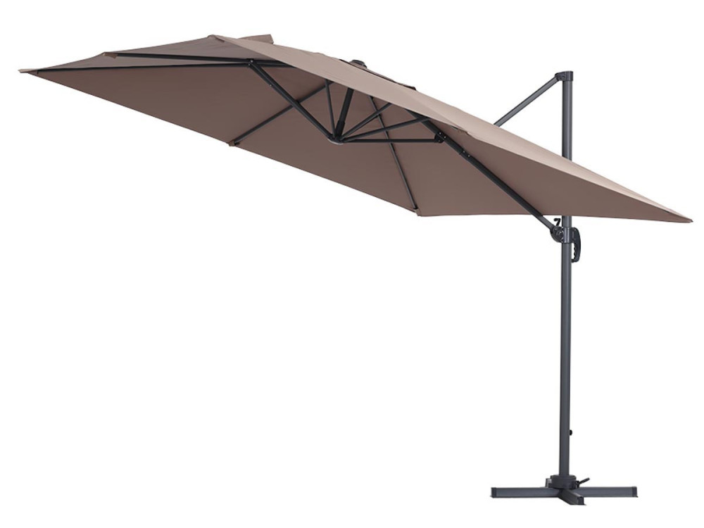 Parasol vrijhangend tuin zweefparasol "Sun 3" - 3 x 3 m - Taupe - grijs bruin