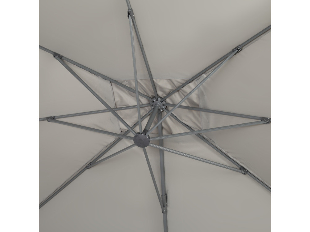 Parasol vrijhangend tuin zweefparasol Aluminium "Sun 4" - Rechthoekig - 3 x 4 m - Grijs - Inclusief parasolvoet tegel / parasolt