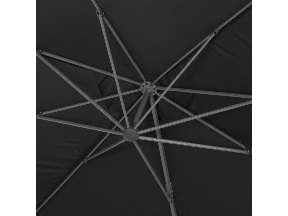 Parasol vrijhangend tuin zweefparasol Aluminium "Sun 4" - Rechthoekig - 3 x 4 m - Zwart - Inclusief parasolvoet tegel / parasolt