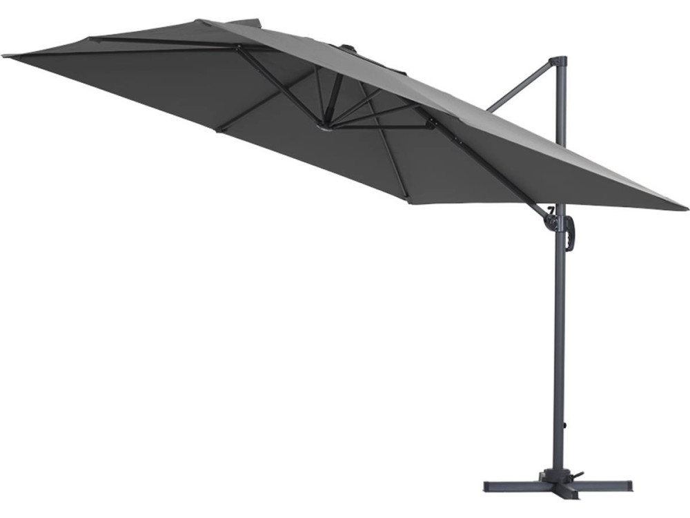 Parasol vrijhangend tuin zweefparasol Aluminium "Sun 3" - Vierkant - 3 x 3 m - Grijs - Inclusief parasolvoet tegel / parasoltege