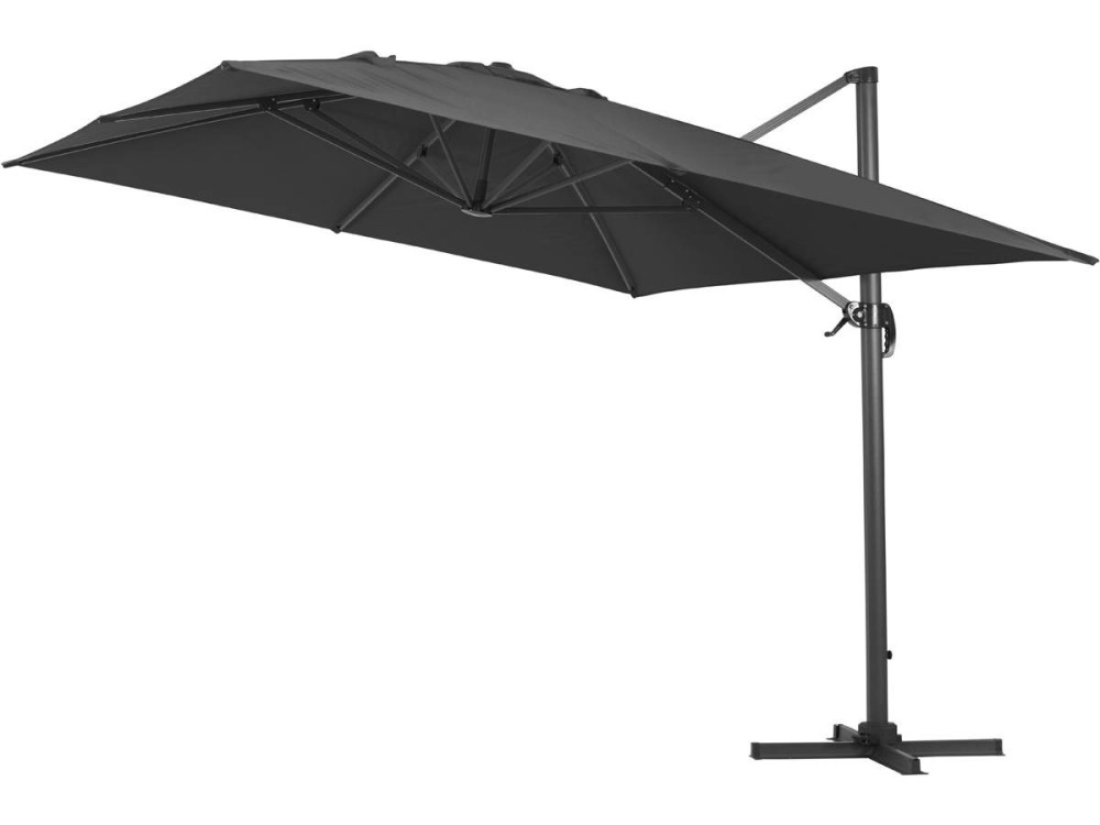 Parasol vrijhangend tuin zweefparasol Aluminium "Sun 4" - Rechthoekig - 3 x 4 m + beschermhoes - Zwart