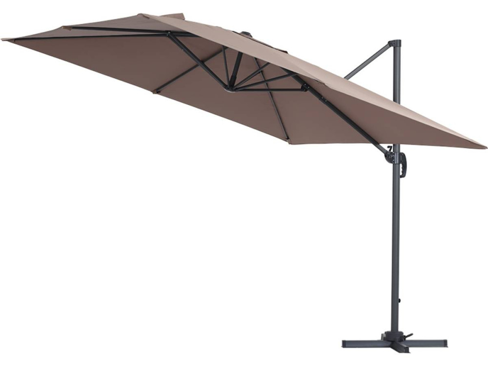 Alu "Sun 3" gedeporteerde tuinparasol - Vierkant - 3 x 3 m - Taupe + beschermhoes