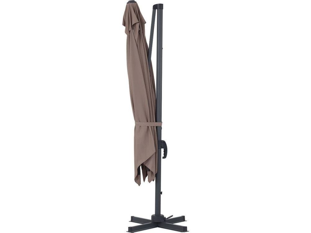 Alu "Sun 3" gedeporteerde tuinparasol - Vierkant - 3 x 3 m - Taupe + beschermhoes