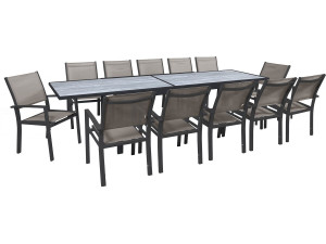 Lagos" uitschuifbare dining tuinset - 200/320 cm - Taupe - 12 zitplaatsen