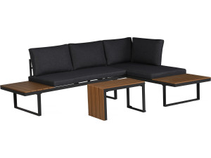 Tuinmeubelset "Sylva" modulaire hoekbank, afwerking imitatiehout - 4 zits - Grijs
