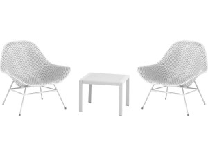 Set van 2 "Soléna" tuinfauteuils met salontafel - Wit