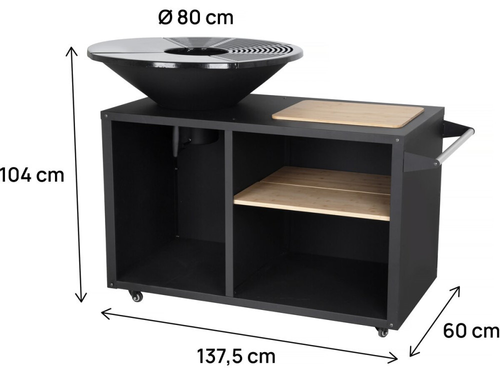 Maréchal" houtskool en hout barbecue plancha vuurkorf - Ø 81 cm - Zwart