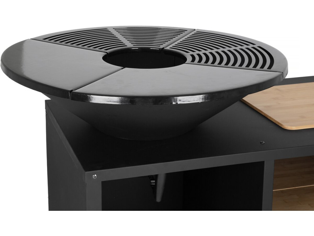 Maréchal" houtskool en hout barbecue plancha vuurkorf - Ø 81 cm - Zwart