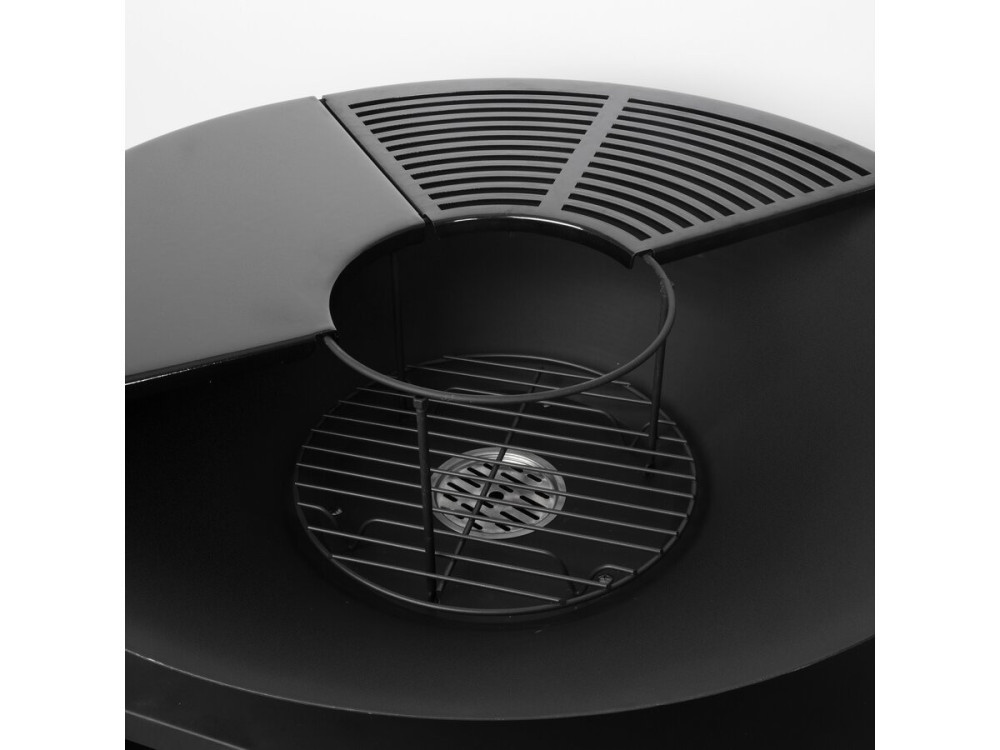 Maréchal" houtskool en hout barbecue plancha vuurkorf - Ø 81 cm - Zwart