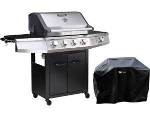 Gas BBQ gasbarbecue barbecue "Bingo 5" - 5 branders waarvan 1 zijbrander - 15,2 kW + beschermhoes - Zwart