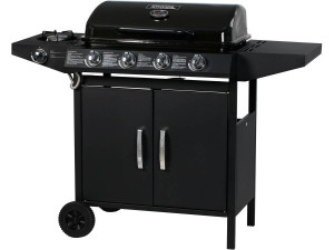 Gas BBQ gasbarbecue barbecue "Festa 5" - 5 branders waarvan 1 zijbrander - 12,9 Kw- Zwart