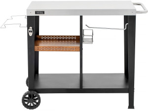BBQ trolley outdoor barbecue "Gelia" 117 x 59 cm - Roestvrijstaal - Zwart