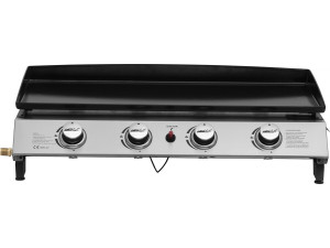 Plancha gas bbq gasgrill bakplaat 4 branders "Jolly" - 10 kW - Grijs
