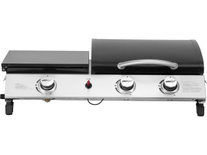 Plancha gas bbq gasgrill bakplaat met deksel "Rasio" - 7,5 kW - 3 branders - Zwart