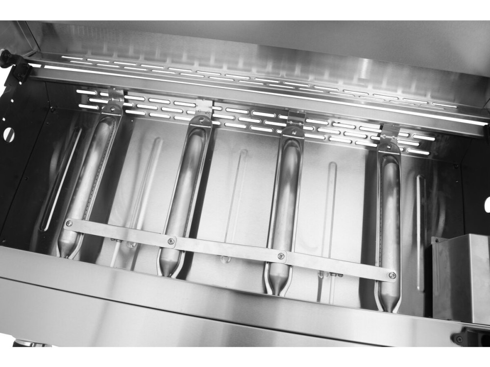 Plancha gas 4 branders bbq gasgrill bakplaat met deksel "Fasto" - 10 kW - Grijs