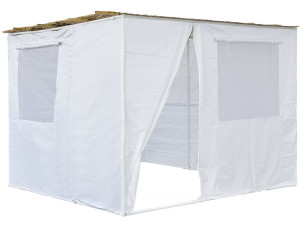 Soeka Sukkah loofhut "Nina" aanpasbaar 3 x 3 m met 3 bamboerollen en 3 houten latten