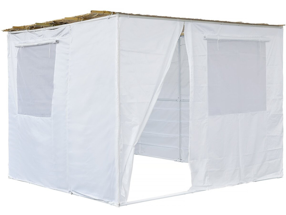 Soeka Sukkah loofhut "Nina" aanpasbaar 3 x 3 m met 3 bamboerollen en 3 houten latten