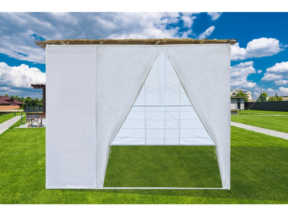 Soeka Sukkah loofhut "Nina" aanpasbaar 3 x 3 m met 3 bamboerollen en 3 houten latten