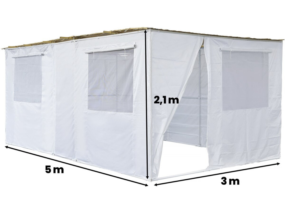 Soeka Sukkah loofhut "Nina" aanpasbaar 5 x 3 m - 4 bamboerollen/matten en 5 houten latten