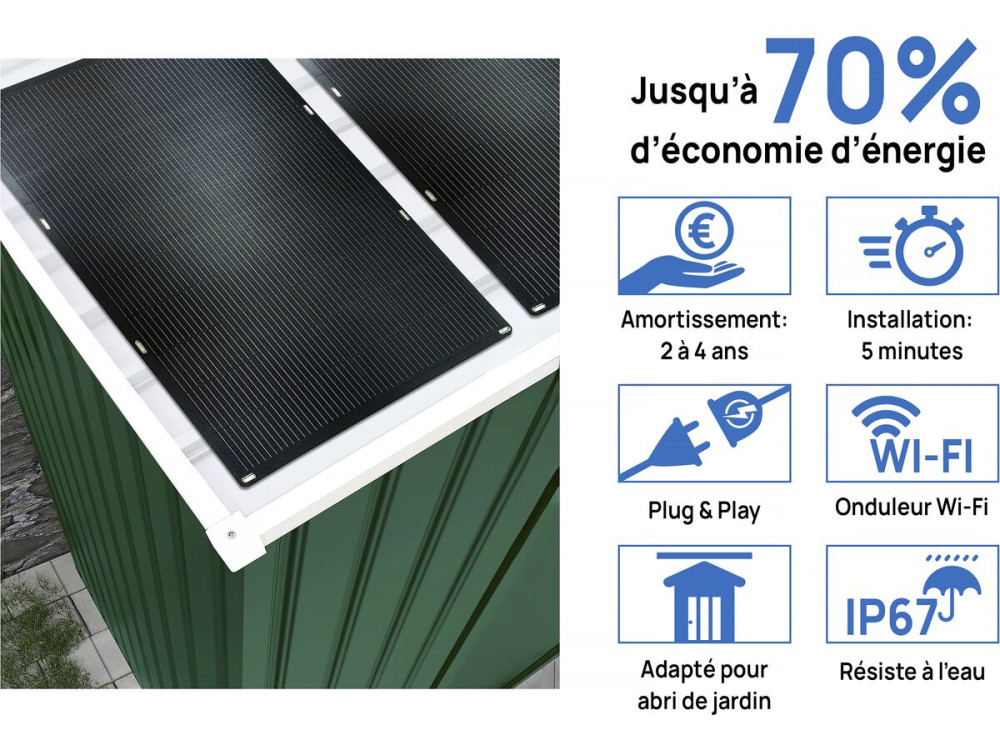 Tuinhuisje metaal - "Rosas " - 4,07 m² met zonnepanelen - Groen