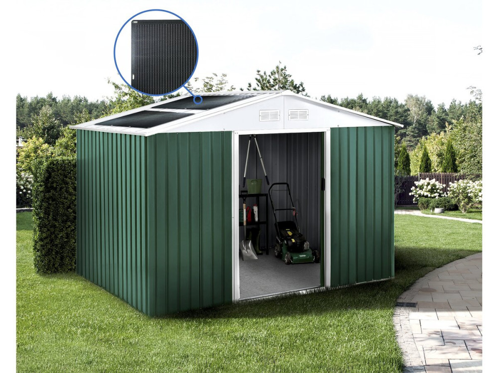Tuinhuisje metaal - "Rosas "- 7,06 m² met zonnepanelen - Groen