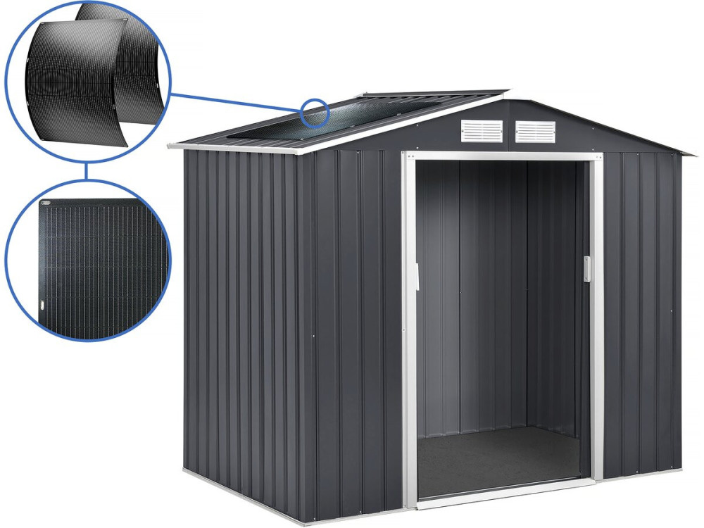 Tuinhuisje metaal- "Vegas"-  2,7 m² met zonnepanelen - Grijs