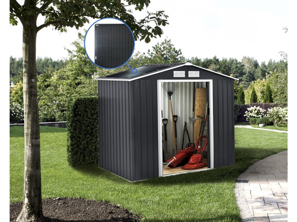 Tuinhuisje metaal- "Vegas"-  2,7 m² met zonnepanelen - Grijs