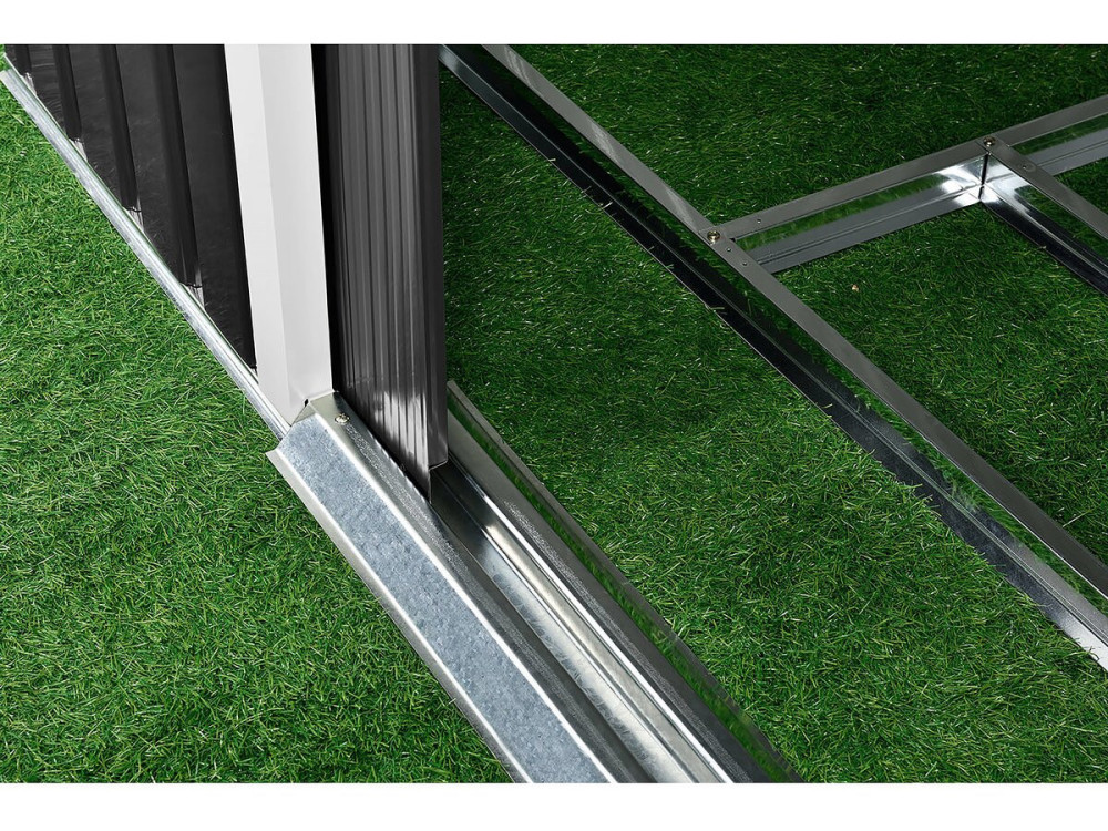 Tuinhuisje metaal - "Vegas"- 4,07 m² met goot en regenton waterreservoir - Grijs