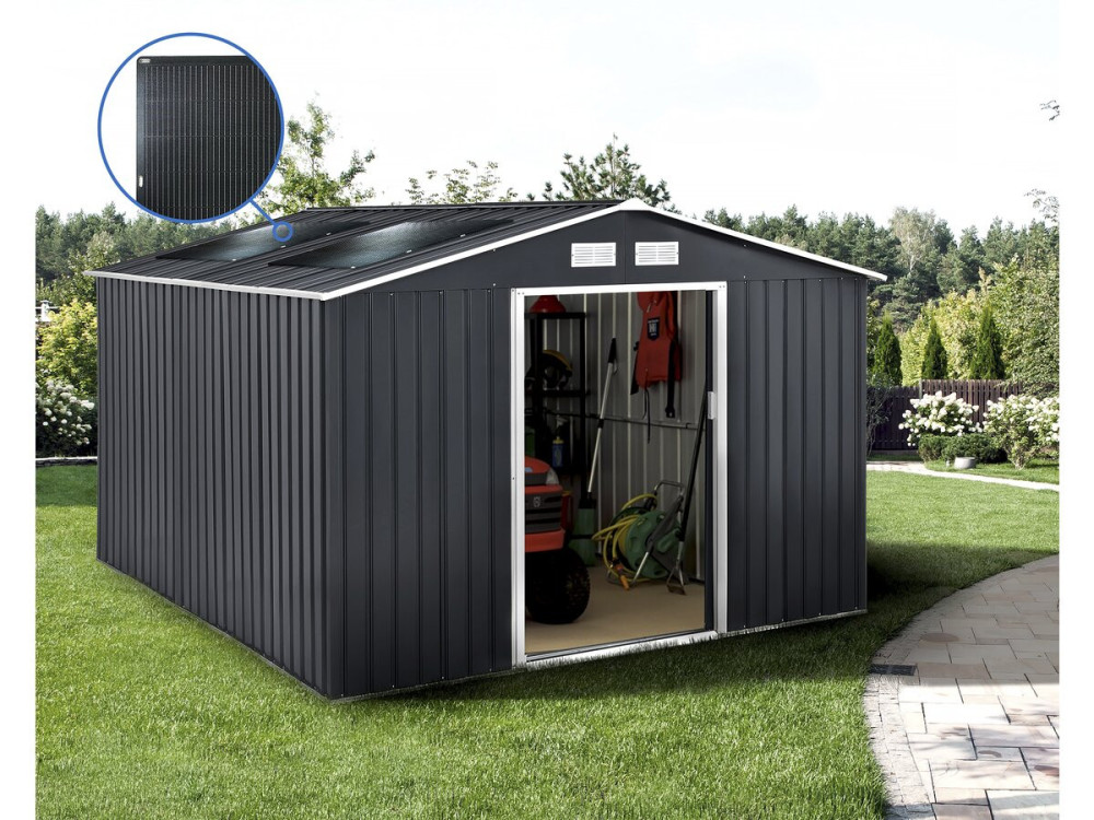 Tuinhuisje metaal - "Vegas" - 12,98 m² met zonnepanelen - Grijs