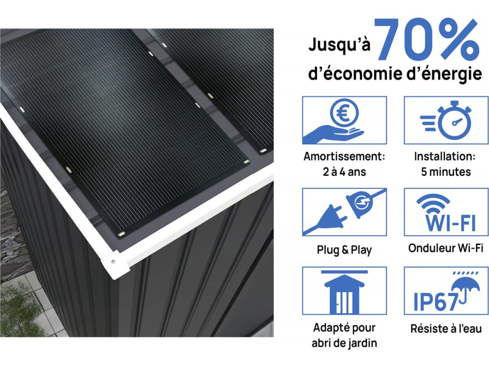Tuinhuisje metaal - "Vegas" - 7,06 m² met zonnepanelen - Grijs
